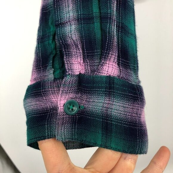 BP Green  and pink plaid button down flannel shirt - Picture 8 of 13